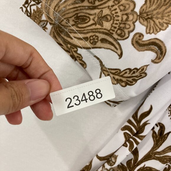 Linea by Louis Dell'Olio size 1X Brown White Damask Stretch Knit 3/4 Sleeve Top - Picture 8 of 8